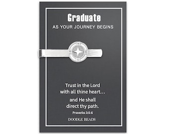 Trust in the Lord Graduation Compass Tie Clip, Grad Gift for Him, Inspirational Tie Bar, Religious Bible Verse Accessory, Christian Graduate