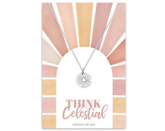 Think Celestial Sunbeam Sun Necklace, General Conference Quotes, President Nelson, LDS Jewelry Gifts, RS Ministering Sisters YW Missionary