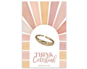 Think Celestial Sun Ring, President Russel M. Nelson General Conference Quote, Church of Jesus Christ, LDS Gifts Jewelry for YW Missionaries