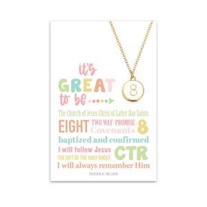 Regalo de bautismo SUD para niñas / Collar y tarjeta con dije "Qué bueno tener 8 años" / Regalo para niña de 8 años de la Primaria / Joyería para el bautizo