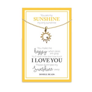 Collana Sole in oro con citazione in cartolina "Sei il mio raggio di sole", collana regalo "Happy Sunshine", messaggio "Ti amo", regalo per figlia, regalo per fidanzata