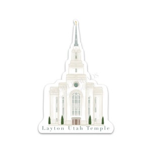 Calcomanía adhesiva del templo de Layton, Utah, LDS, ilustración de arte en acuarela de los templos de los últimos días, calcomanías de vinilo del templo para computadora portátil, diario, botella de agua