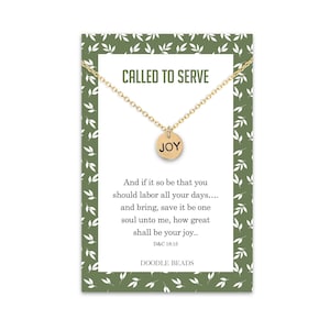 Collar de la alegría de la hermana misionera, joyas de regalo para misioneros SUD, cita misionera de las Escrituras D. y C. 18:15, regalo de despedida "Llamado a servir", cumpleaños
