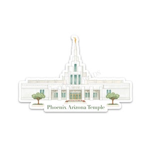 Sticker temple Phoenix en Arizona, Illustration aquarelle temples LDS, Stickers temple vinyle pour ordinateur portable, bouteille d'eau de journal