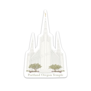 Calcomanía del templo de Portland, Oregón, calcomanía de vinilo con arte del templo en acuarela, regalos para mujeres jóvenes, niños de la Primaria, misioneros, regalo para obreros del templo