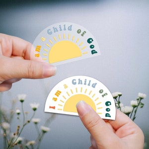 Ich bin ein Kind Gottes Aufkleber, religiöse christliche Aufkleber für Kinder, Jungen, Mädchen, Kind Gottes Sonnenstrahl Aufkleber für Wasserflasche, Spiegelaufkleber