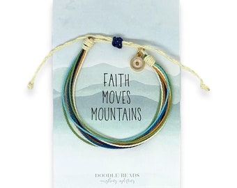 Faith Moves Mountains, Mustard Seed Bracelet, Teen girl gift, graduation, Thread Bracelet & Mustard seed charm, adjustable string bracelet