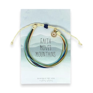 Faith Moves Mountains, Mustard Seed Bracelet, Teen girl gift, graduation, Thread Bracelet & Mustard seed charm, adjustable string bracelet