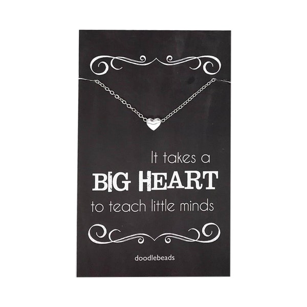 Special education teacher gift, special needs awareness teacher thank you gift, heart necklace,  It takes a big heart to teach little minds