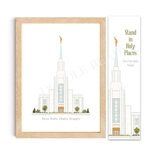 Twin Falls Idaho Temple Digital Art Download | LDS Temple Watercolor Print, Modern Wall Art Decor | Bookmark & Printable | Temple Trip Gift