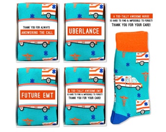 EMT Gifts, EMT thank you Gifts, EMT Ambulance Socks, Medical Worker Women's Gifts, Men's Appreciation Gifts, Emergency Technician Graduation