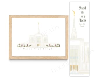 Ogden Utah LDS Temple Watercolor Wall Art Print, 5x7, 8x10 & Bookmarks, Soft Water Color Painting, Modern Temple Picture Wedding Gift