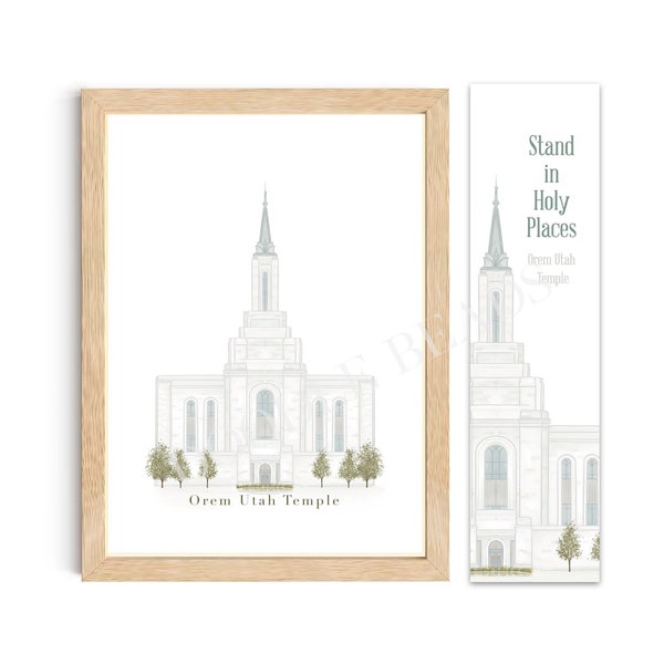 Orem Utah Temple Watercolor Wall Art Printable & Bookmark, Digital Prints, Orem LDS Temple Painting, Picture, Home Decor, Wedding Gift