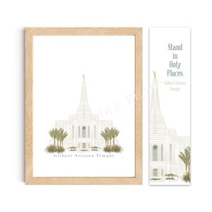 Gilbert Arizona tempel aquarel Art Print, 5 x 7, 8 x 10 en bladwijzers, LDS mormoonse tempels, schilderij, foto muur kunst tempel huwelijkscadeau idee