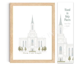 Orem Utah Tempel Aquarell Art Print, LDS Mormon Tempel Bild, Malerei, 5x7, 8x10 & Lesezeichen, Tempel Geschenke, Hochzeit Geschenk