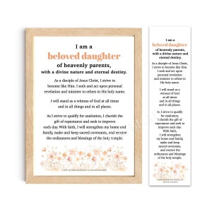 YW Theme, Young Women Theme, Printable, Poster & Bookmark, I Am A Beloved Daughter of God, LDS Wall Art Hanging, Digital Download Bundle