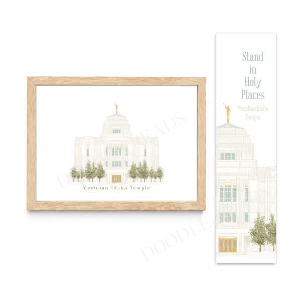 Meridian Idaho Temple Watercolor Art Print, Bookmarks, LDS Temple, Painting, Picture Photo Wall Art Gift, Stand in Holy Places, Wedding Gift
