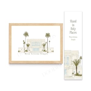 Mesa Arizona Temple Watercolor Wall Art Print, Bookmarks, LDS Mormon Temples, Painting, Temple Wedding Picture & Housewarming Decor Gift,