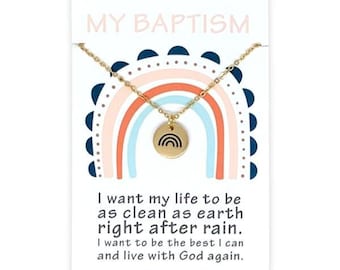 I like to look for rainbows, Baptism Girl Gift, Boho Rainbow Necklace & card, Clean As Rain, LDS girl primary gifts, Granddaughter, niece
