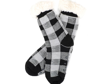 Ladies Fairisle Pattern Chunky Knit Socks Gripper Sole Christmas Gift Warm Comfy