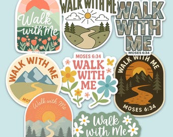 2026 LDS Youth Theme Walk With Me Water Bottle Stickers for YW, YM and Primary Kids Gifts, Waterproof & Removable, Vinyl, Moses 6:34, Bulk