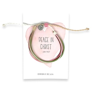 Peace in Christ John 14:27 Peace I leave with you, Boho, inspirational gift, Religious Christian Gift for Girls, Thread Bracelet heart Charm