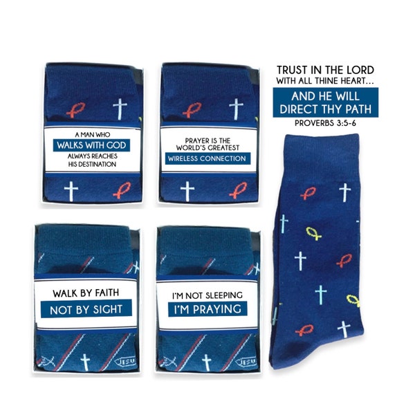 Christian Socks, Religious Faith Theme Gifts  for Men, Church Going Socks, Deacon, Teacher, Priest, Bible Verse Gift ,