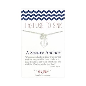 Encouragement Gift, Hope of anchor Necklace, Anxiety positive good energy Gifts, Anchor necklace & I refuse to sink positive quote card silver/secure anchor
