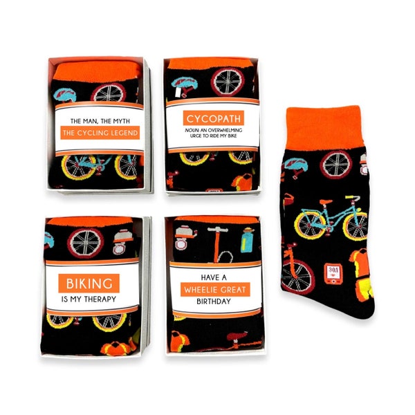 Cyclist Bicycle Biker Socks for  Women, Bike Gifts, Cycling, Novelty Socks, Unisex, Funny Sock Wrap Card, Birthday Gift for Bike Lover