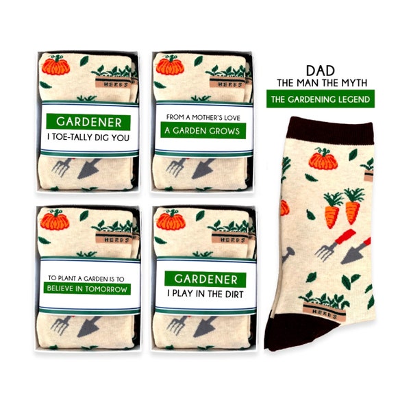 Gardening Gifts for Dad, Husband Gift, Gardener Mom, Funny Vegetable Garden Novelty Socks & Sock Wrap, Garden Quotes, I Toe-tally Dig You