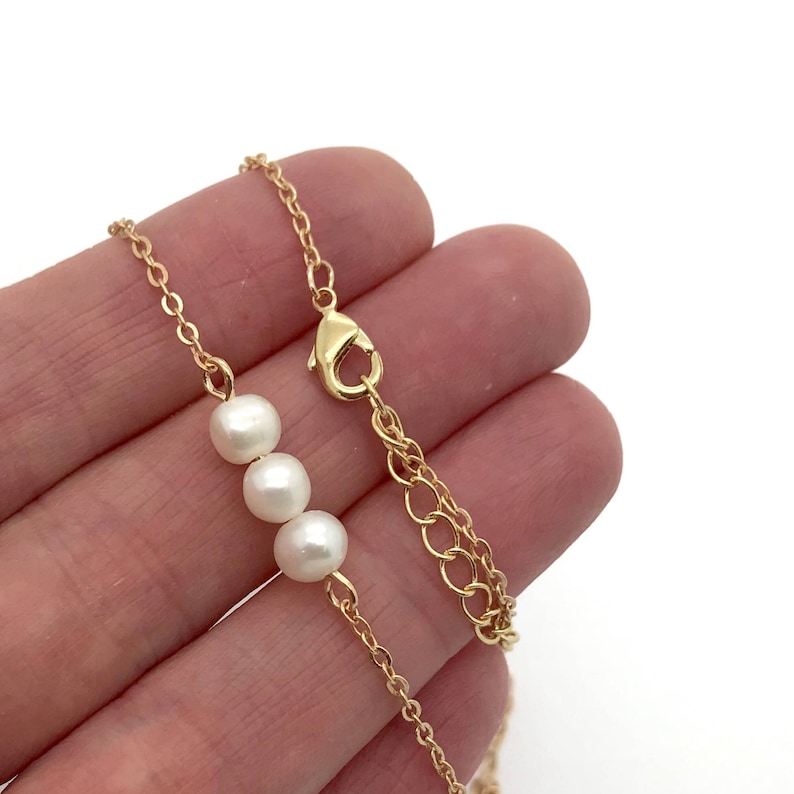 daughter gift jewelry Always remember you are braver card quote with gold or silver Triple Pearl Necklace beaded pearl bar necklace