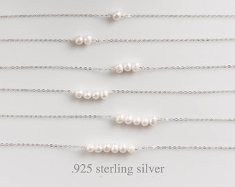 Colar com pingente de pérolas para mulheres, ideal para mães de 1, 2, 3, 4, 5 e 6 filhos, perfeito para damas de honra. Um colar delicado e simples, com a pedra do mês de junho. Disponível em prata de lei e ouro 14K.