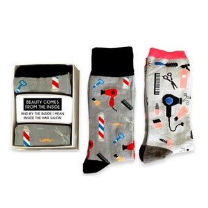 Barber Gifts for him, Hair Stylist thank you gift, Hairdresser appreciation, barber shop socks, unisex, graduation, Birthday, novelty socks image 8