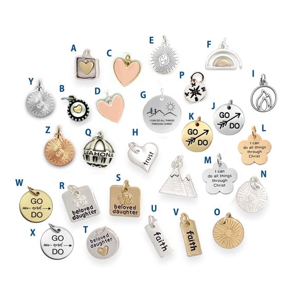 LDS Charms Bulk – Choose Faith, Trust, Heart, Go and Do, Liahona, Mountain, Past Youth Theme, Jewelry for YW, Missionaries, Girls & Women