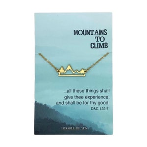 Mountains to Climb card with Silver or Gold Mountain Necklace, LDS gift for her, Outdoors, Hikers necklace, Overcoming obstacles, courage image 2