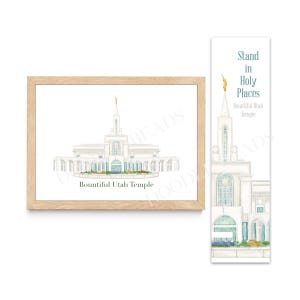 Bountiful Utah Temple Digital Art Download | LDS Temple Watercolor Print, Modern Wall Art Decor | Bookmark & Printable | Temple Trip Gift
