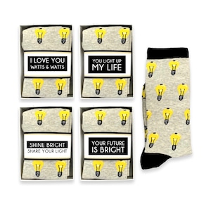 Je t'aime Watts, chaussettes pour électricien, monteur de lignes, compagnon, cadeau amusant pour lui, jeu de mots, anniversaire, fête des pères, cadeau de remise des diplômes