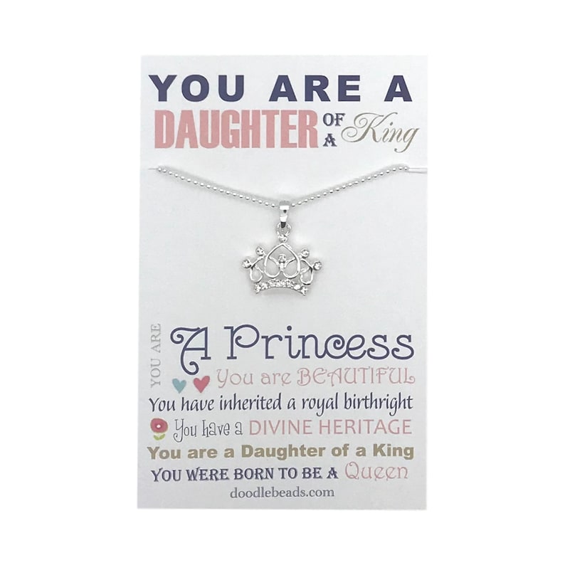 Daughter of a King Necklace Silver or Gold Crown Necklace Etsy