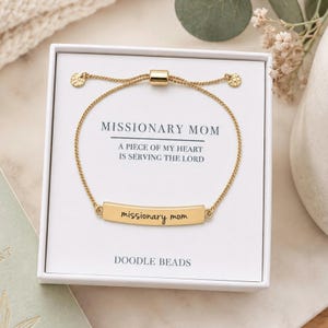 Gifts for Missionary Mom, Jewelry, Silver or Gold Stamped  Bar Bracelet, LDS gifts for Missionary Mom's, Mother's day, Christmas gifts mom