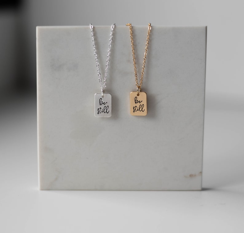 Be Still Psalms 46:10 hanger ketting, christelijk geloof cadeau voor vrouwen, religieuze bijbelvers sieraden, wees stil en weet dat ik God ben afbeelding 4