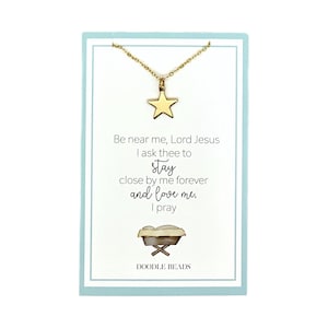Kerststerketting, religieuze kerstsieradencadeaus voor meisjes, wees dicht bij mij Heer Jezus, poolster, kerststalketting, cadeau-ideeën
