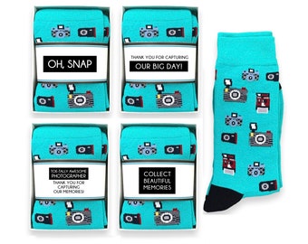 Gift for Photographer, Wedding, thank you gift, Client Gift, Mentor, Teacher, Photography Lover, Funny Novelty Camera Socks, for Him, Her