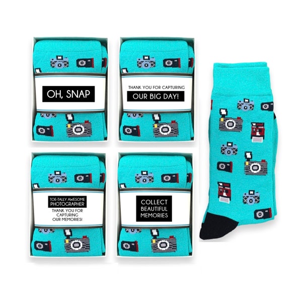 Gift for Photographer, Wedding, thank you gift, Client Gift, Mentor, Teacher, Photography Lover, Funny Novelty Camera Socks, for Him, Her