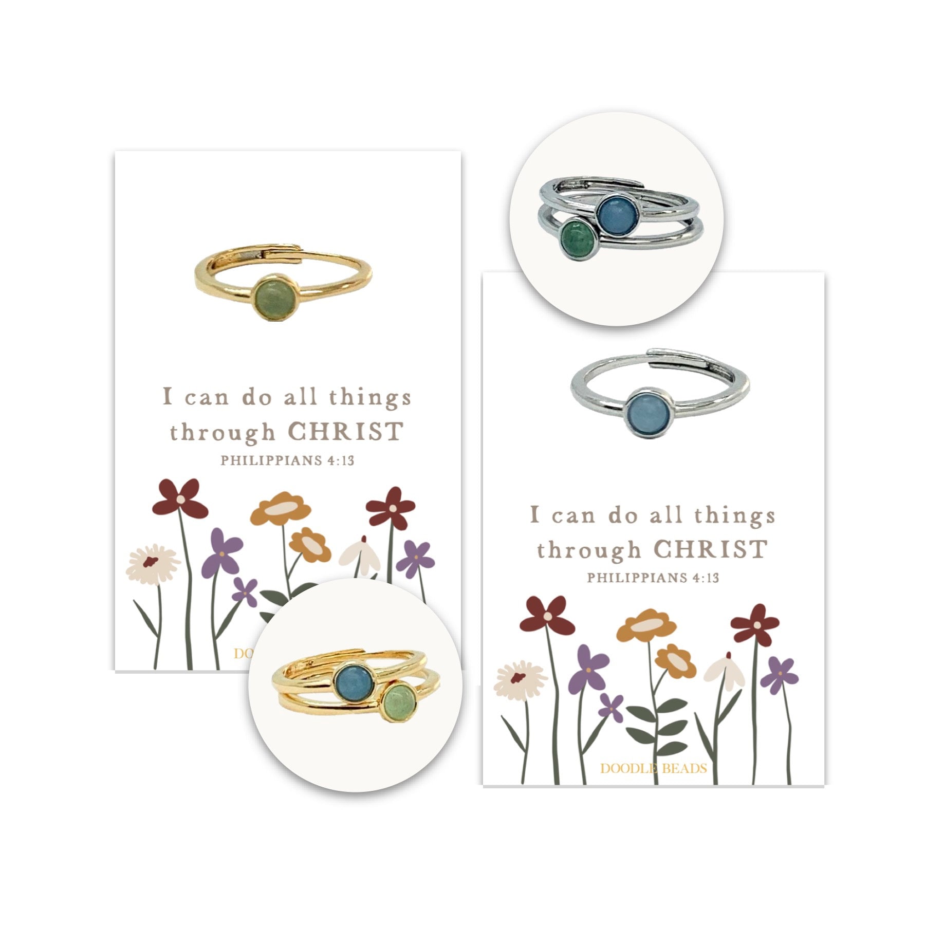 I Can Do All Things Through Christ Stone Ring YW Theme 2023 Green or Blue Stacking Ring Adjustable LDS Young Women Youth Theme Gifts Etsy UK