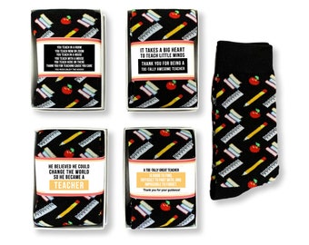 Men Teacher Gifts, Thank you Teacher Socks Gift Box, Male Tutor Gift, Mentor Gift, Crew Socks for Men, Teacher Christmas Gift, appreciation