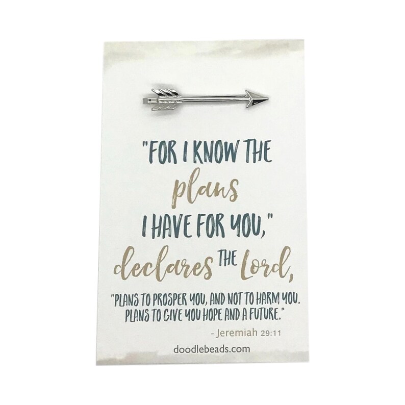 Religious Gift Silver Or Gold Arrow Tie Bar With Card Quote Bible Verse For I Know