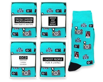 Unisex Camera Socks for Photographer, Funny Photography Gifts for Men Women, Editing Gift, Camera Theme Gifts, Photography Addict, Birthday