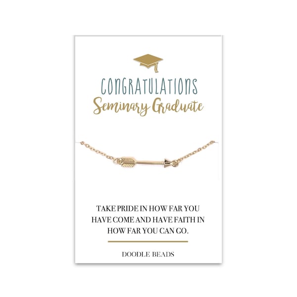 Seminary Gift, Seminary Graduation Necklace, gold or silver arrow necklace with card and graduation message, seminary student gift for her