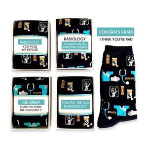 Ideas de regalos de graduación de radiólogo, técnico en rayos X, calcetines divertidos de radiología para hombres o mujeres, para graduados, cumpleaños, regalo de agradecimiento