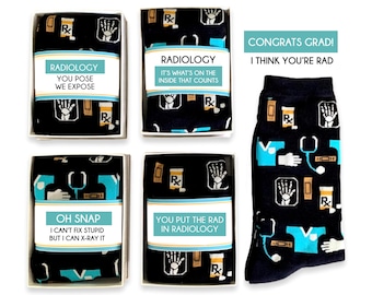 放射線科医用ソックス 卒業祝いギフト、X線技師、男性または女性用の面白い放射線クルーソックス、卒業生、誕生日、感謝の贈り物